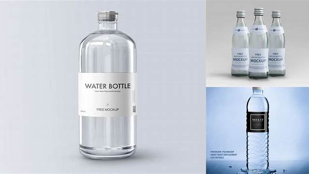 1185+ Glass Bottle with Water PSD Mockup Digital Download