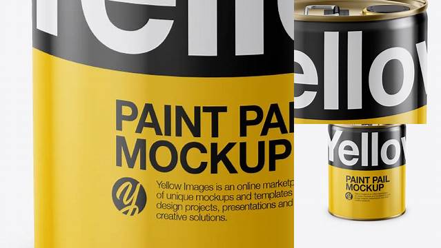 1187+ Glossy Paint Pail PSD Mockup Front View High-Angle Shot Elegant and Versatile PSD Resource