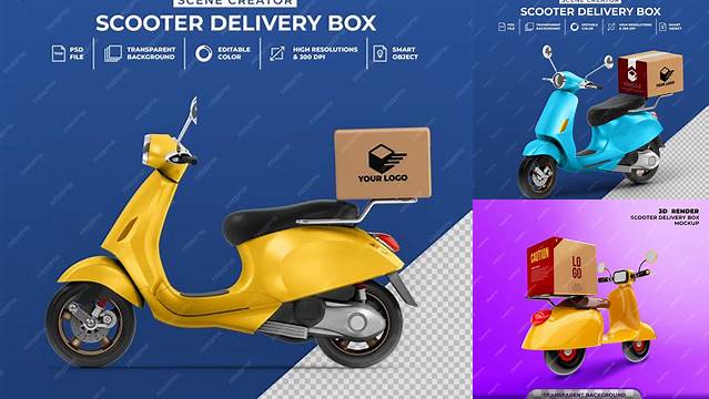 1187+ Scooter Delivery Mockup Free Advanced Editable PSD