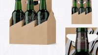 1189+ Kraft Paper 6 Pack Green Bottle Carrier PSD Mockup Half Side View Modern PSD Templates