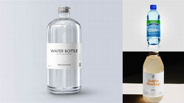 1190+ Clear Glass Bottle with Water PSD Mockup Free PSD Mockup Resource