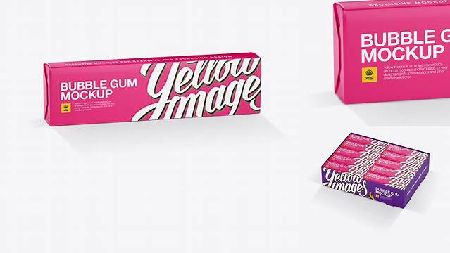 1198+ Bubble Gum Pack PSD Mockup Halfside View Premium Freebie for Designers