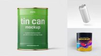 1200+ Glossy Tin Can PSD Mockup Front View Smart Design Template Free