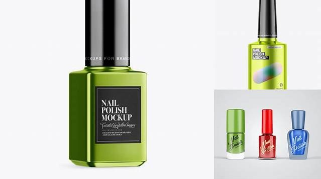 1200+ Metallic Nail Polish Bottle Mo?kup Half Side View High-End Photoshop Mockup