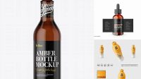 1201+ 500ml Amber Glass Beverage Bottle PSD Mockup Premium Free Mockup PSD