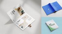 1205+ A4 Brochure PSD Mockup Half Side View High Angle Shot Mockup PSD Free Download