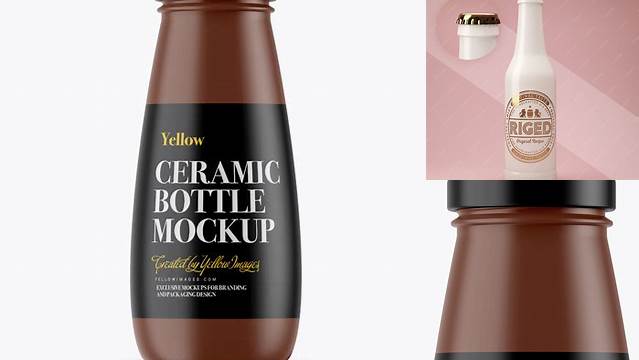 1216+ 330ml Matte Ceramic Bottle PSD Mockup Front View Easy-to-Use PSD Template