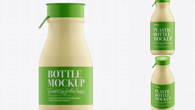 1220+ Matte Medium Plastic Dairy Bottle PSD Mockup Front View Photoshop Resource Free