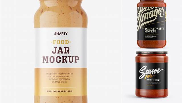 1221+ Sauce Jar Mockup For Free Download