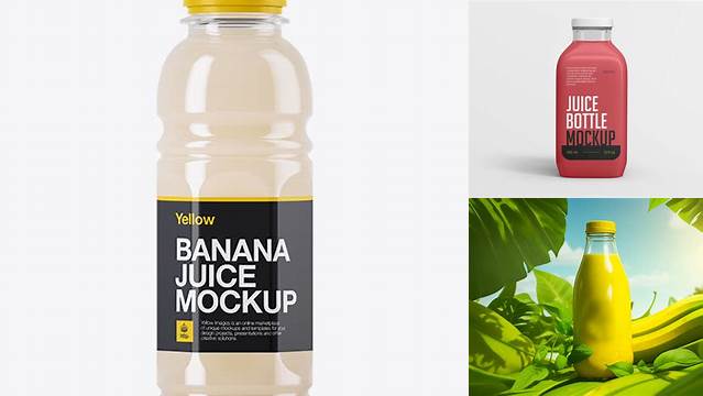 1222+ Banana Juice Bottle PSD Mockup High Resolution