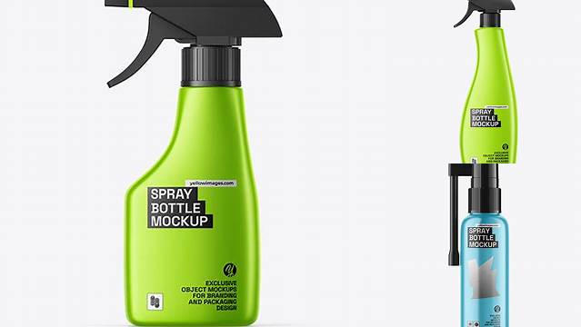 1223+ Matte Metallic Spray Bottle with Transparent Cap PSD Mockup Modern and Unique Freebie PSD