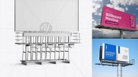 1223+ Metallic Billboard PSD Mockup Half Side View Creative Digital PSD Download