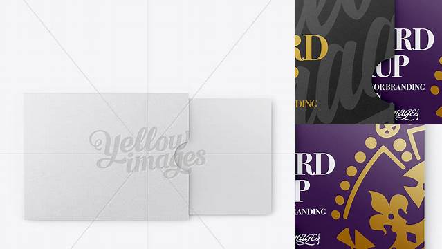 1224+ Gift Card in Carton Cover PSD Mockup Top View Half Visible Free Digital Resource for Designers