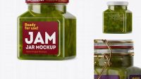 1224+ Glass Kiwi Jam Jar PSD Mockup Halfside View Exclusive Layered PSD Mockup