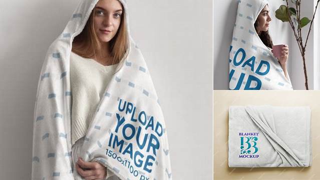 1226+ Hooded Blanket Mockup Modern PSD Templates