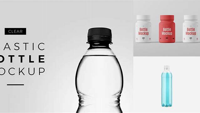 1230+ 300ml Clear Plastic Bottle PSD Mockup Customizable PSD Templates