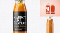 1230+ Carrot Juice Glass Bottle with a Tag PSD Mockup Free PSD for Creatives