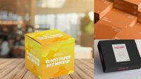 1230+ Glossy Paper Box with Label PSD Mockup Top View Stylish Free PSD