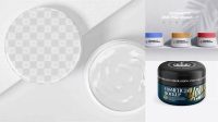 1230+ Opened Matte Plastic Cosmetic Jar PSD Mockup Front View High Angle Shot High-Resolution PSD Download