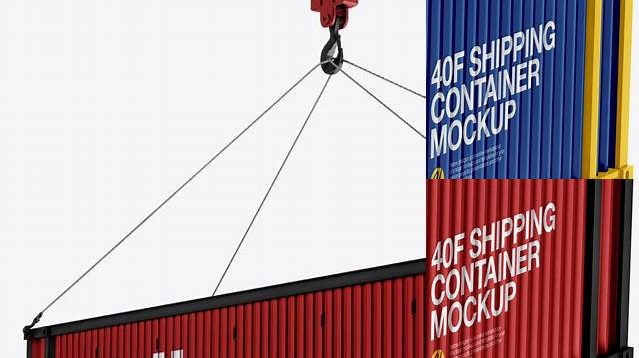 1234+ 40F Shipping Container with Slings PSD Mockup Halfside View Creative Layered Mockup Freebie