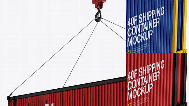 1234+ 40F Shipping Container with Slings PSD Mockup Halfside View Creative Layered Mockup Freebie