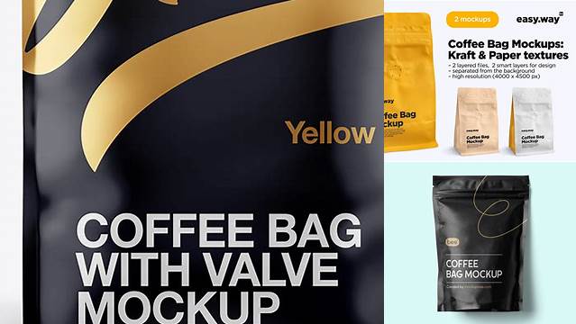 1236+ 16oz Glossy Coffee Bag PSD Mockup Front View Versatile and Elegant PSD File