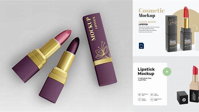 1236+ Opened Matte Square Lipstick PSD Mockup High-Resolution Editable PSD