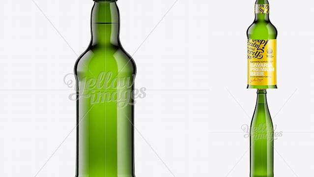 1238+ 500ml Emerald Green Bottle with Lager Beer PSD Mockup Downloadable PSD Design Template