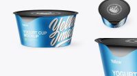 1238+ Matte Metallic Yogurt Cup PSD Mockup High-Angle Shot Free Downloadable PSD