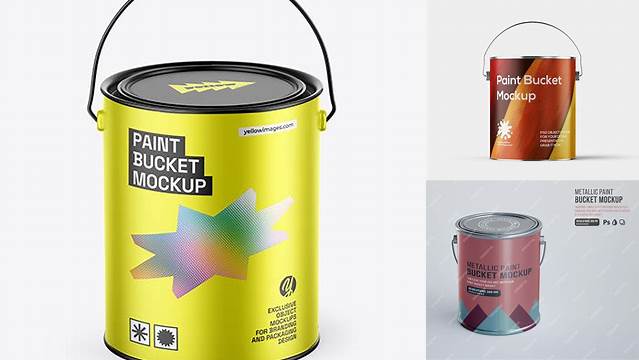 1239+ 0.75L Metallic Paint Bucket PSD Mockup Custom Mockup Graphic Design