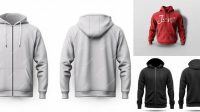 1242+ Hoodie with Zipper PSD Mockup Front View Free Design Resource