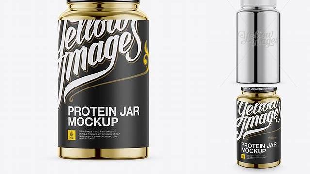 1242+ Nutritional Supplement Bottle With Chrome Finish PSD Mockup Eye-Level Shot Premium Quality PSD Freebie