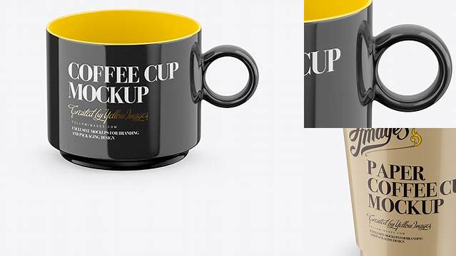 1243+ Glossy Coffee Cup PSD Mockup High-Angle Shot Advanced Photoshop Design Free