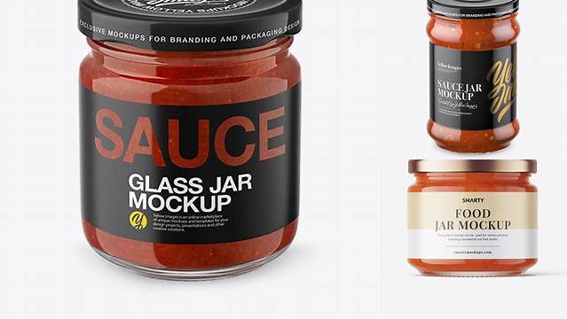 1245+ Glossy Sauce Jar PSD Mockup High Angle Shot Free PSD for Creatives