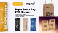 1245+ Kraft Snack Bag PSD Mockup Half Side View Smart Layer Mockup Free