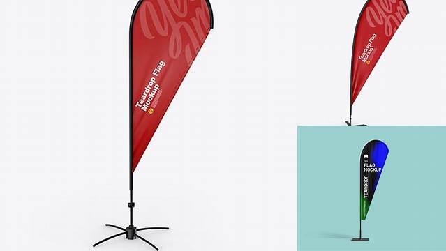 1247+ Matte Teardrop Flag PSD Mockup Exclusive Free Creative Mockup File