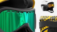 1251+ Ski Helmet With Goggles PSD Mockup Right Half Side View High-Resolution PSD Download