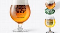 1251+ Tulip Glass With Lager Beer PSD Mockup Editable Graphic Free PSD