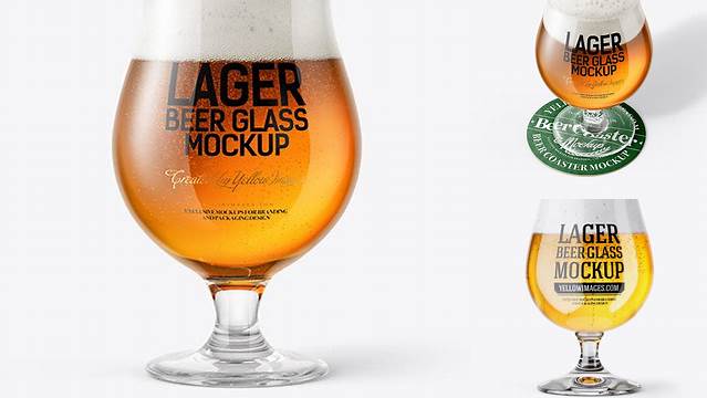 1251+ Tulip Glass With Lager Beer PSD Mockup Editable Graphic Free PSD