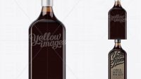 1262+ Square Amber Glass Bottle With Red Liquor PSD Mockup Professional Quality Freebie PSD File