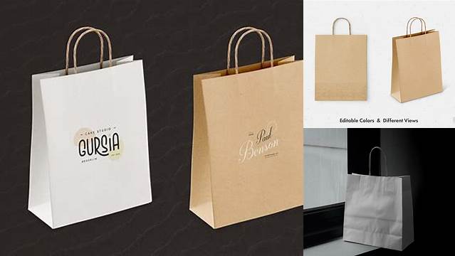 1265+ Paper Bag PSD Mockup Front View High-Angle Shot Elegant Design Mockup PSD