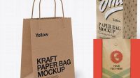 1268+ Kraft Bag with Label PSD Mockup Half Side View Custom Graphic Mockup File