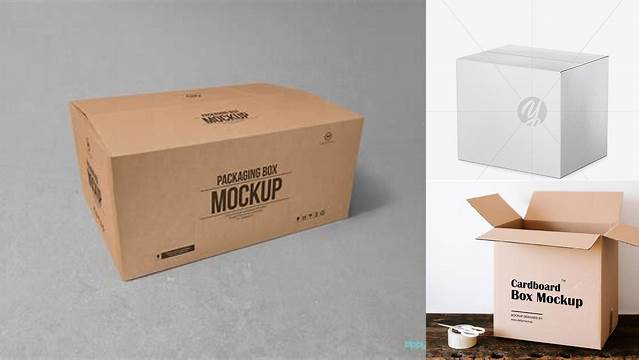 1270+ Cardboard Case PSD Mockup Half Side View High-Angle Shot Free PSD