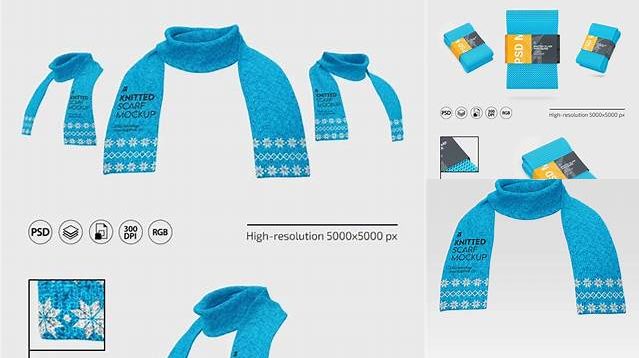 1271+ Knitted Scarf With Paper Label PSD Mockup Free Design Resource