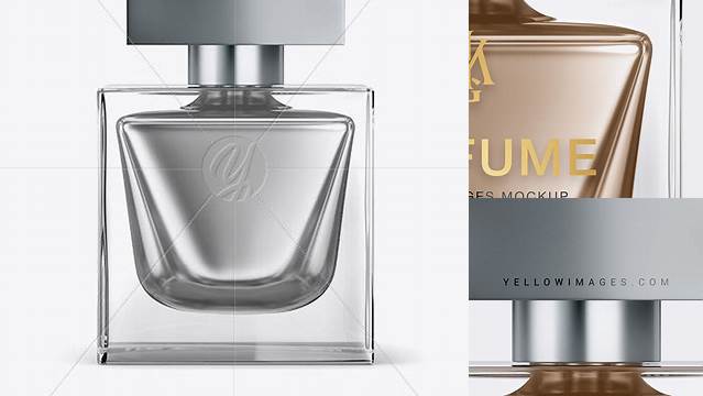 1274+ Perfume Bottle With Metallic Fillng PSD Mockup Front View Smart Object-Based PSD Template Free