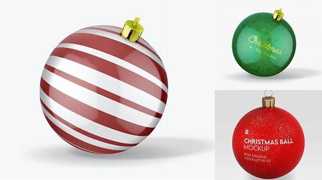 1278+ Glossy Christmas Ball PSD Mockup Front View Fully Layered PSD Freebie