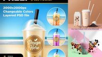 1278+ Milktea Mockup Versatile and Modern PSD Mockup