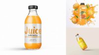 1280+ Clear Glass Bottle with Orange Juice PSD Mockup Custom Mockup Graphic Design