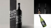 1282+ Dark Amber Glass Bottle with Red Wine PSD Mockup Fully Customizable Mockup PSD Free