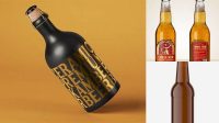 1283+ Amber Glass Bottle With Dark Beer PSD Mockup Premium Design Freebie